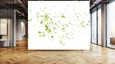 Chopped dry parsley leaves, pile isolated on white background, top view Wall mural