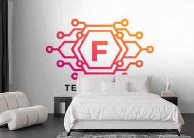 Technology Initial Letter F Logo Design Template Element. Wall mural