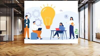 Business team meeting in office concept. Business team discussing ideas for startup. Vector Illustration. Wall mural