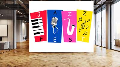 Jazz music festival banner poster illustration vector. Wall mural