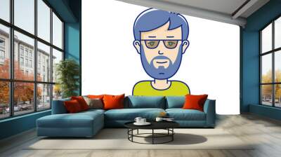 Vector character illustration of man face in cartoon linear Wall mural