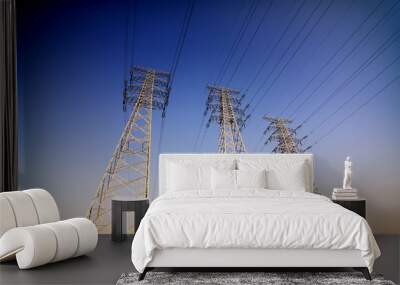 Power Transmission Tower  Group Of The Sunset Wall mural