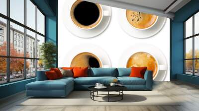 coffee cup assortment top view collection isolated on white background. Wall mural