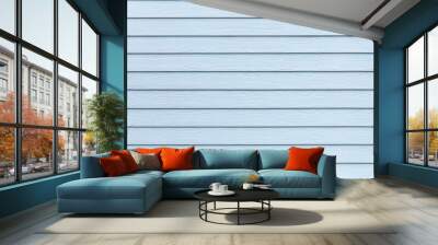 Panorama of blue wood wall background. Wall mural