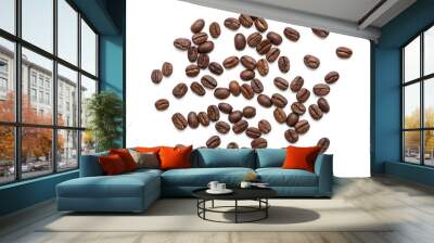 top view of coffee beans isolated on white background, Wall mural