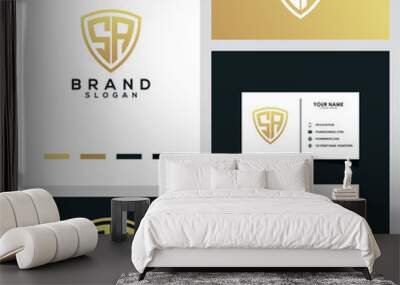 SA letter shield logo concept designs Wall mural