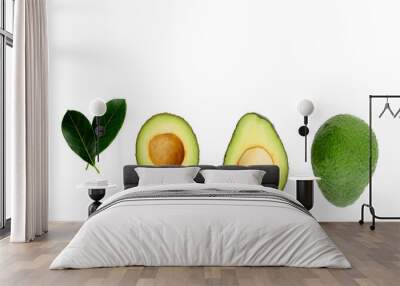 Fresh avocado fruits isolated on white background Wall mural