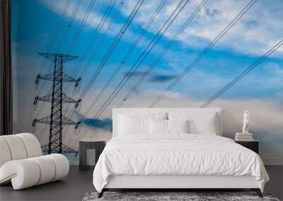 silhouette of high voltage electrical pole structure Wall mural