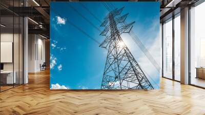 silhouette of high voltage electrical pole structure Wall mural