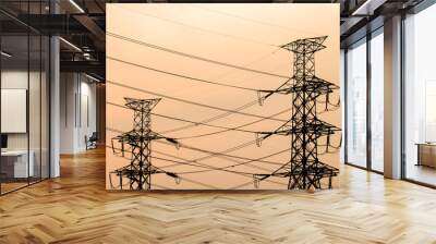 silhouette of high voltage electrical pole structure Wall mural