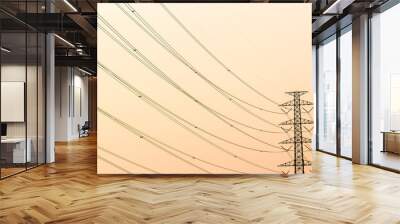 silhouette of high voltage electrical pole structure Wall mural