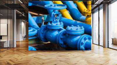 Valves at gas plant Wall mural