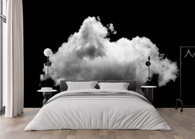 White cloud isolated on a black background realistic cloud. Wall mural