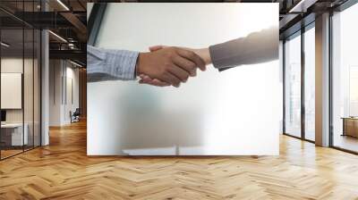 Meeting and greeting concept, Two confident Business handshake and business people after discussing good deal of Trading contract and new projects for both companies, success, partnership, co worker Wall mural