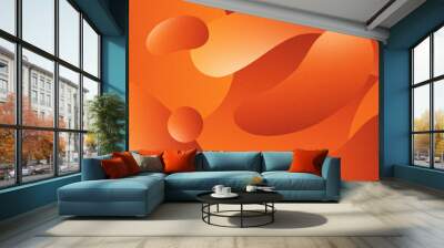 abstract liquid background with 3d popup composition in orange. trendy illustration artwork for poster layout, slide presentation, cover, invitation, etc. Wall mural