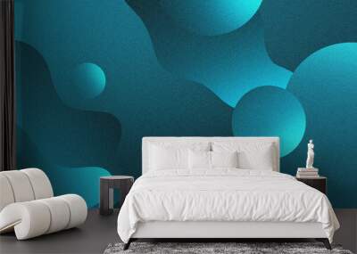 abstract liquid background with 3d popup composition in turquoise. trendy illustration artwork for poster layout, slide presentation, cover, invitation, etc. Wall mural