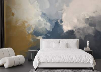 abstract watercolor paint in multiple colors. grey and beige gradation. hand drawn brush painting ar Wall mural