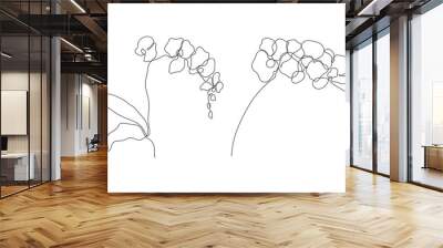 flowers illustration in one line art style. continuous drawing in vector best used for icon, wall art prints, posters, magazine, postcard, etc. Wall mural