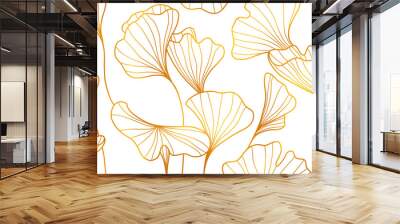 golden floral art deco pattern Wall mural