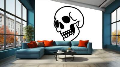 Human skulls hand drawn from the side. Line art vector illustration Wall mural