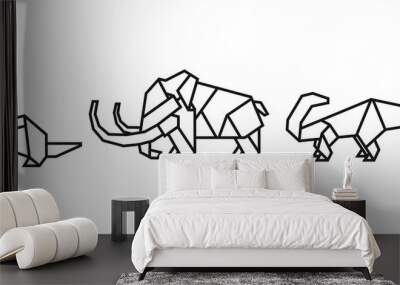 origami style illustration of dinosaurs. abstract geometric outline drawing for icon, logo, element, etc. uncolored vector element design. Wall mural