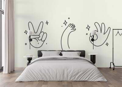 outline doodle of hand gesture on white background. simple illustration of the human body in vector graphics. popular sign gesture for creative design. Wall mural