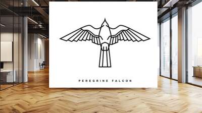 peregrine falcon icon logo. ancient Egypt illustration of hawk bird collection. symbol of the power and eternal life. modern and minimalist style in monoline vector drawing. Wall mural