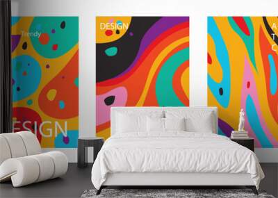 set of abstract trendy fluid poster design Wall mural