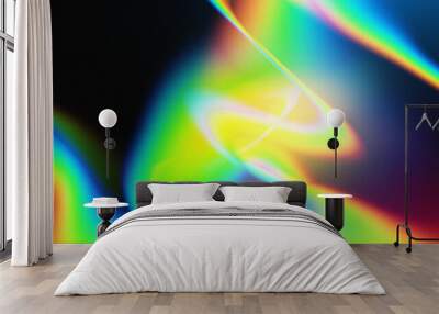 the abstract rainbow pattern on black. the dynamic movement of the light for copy space and backgrou Wall mural