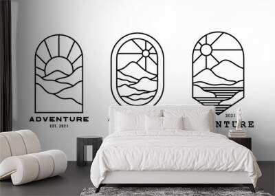 the badge set for adventure or outdoor logo. a logotype collection with landscape illustration. a template for labels, business logo, clothing design, etc. Wall mural