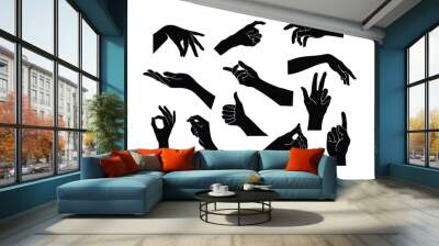 vector collection set of hand gestures. black hand gesture like a silhouette or shadow of hands. human body movement illustrations in black. Wall mural