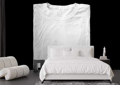 White t-shirts folded for badge mockups. plain t-shirt with black background for design preview. Wall mural