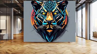 A logo for a business or sports team featuring a black panther cat that is suitable for a t-shirt graphic. Wall mural