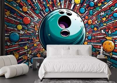 cute abstract illustration of funny bowling ball caricatures Wall mural