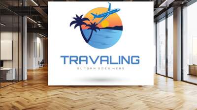 modern color agency travel check business logo. transport, logistics delivery logo design Wall mural