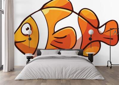 A friendly cartoon goldfish or gold fish character Wall mural