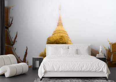 Wat Phra That Doi Suthep in fog at Chiang mai province, Thailand. Wall mural