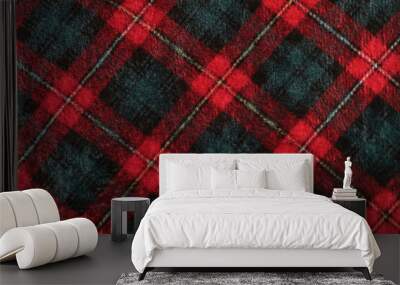 Background is plaid plaid bright red and green. Wall mural