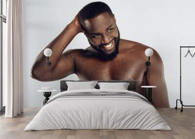 African American happy man with bare chest Wall mural