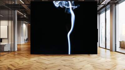 Blue wavy smoke on black background Wall mural