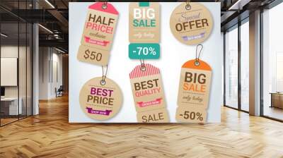 Cardboard shopping tags Wall mural