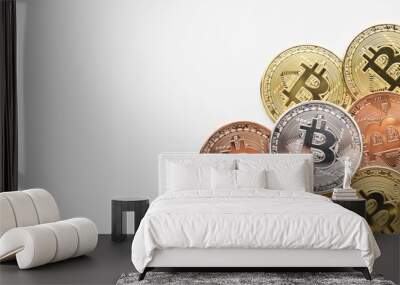 Copy-space bitcoin in different colors Wall mural