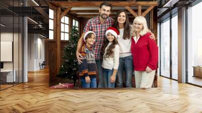 Medium shot happy grandmother with grandchildren Wall mural