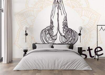 Namaste hand posture  background Wall mural