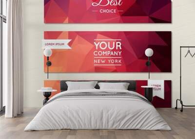 Polygonal banners in red tones Wall mural