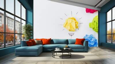 Top view papel balls idea concept Wall mural