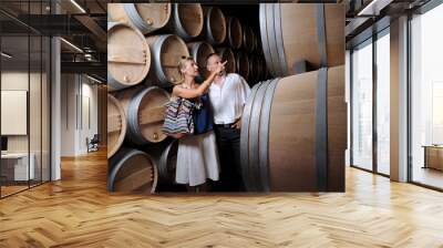 tourism-couple visiting a castle in the bordeaux vineyard Wall mural