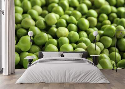 green peas background, fresh vegetables in summer Wall mural