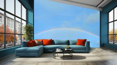 rainbow in the sky, bright blue cloudy sky in summer

 Wall mural