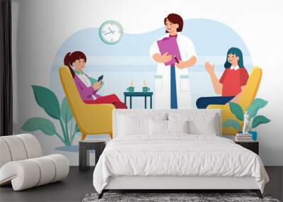 A mental health counselor provides therapy for individuals and groups. Wall mural